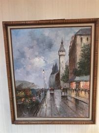 Vintage LESLEY Paris Street Scene Painting