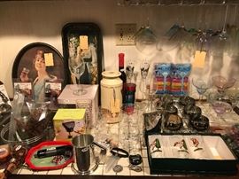 Vintage Bar Glasses ~ Various Bar Items ~ Repro Coke Trays
