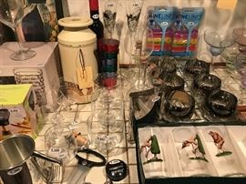 Vintage Bar Glasses ~ Various Bar Items ~ Repro Coke Trays