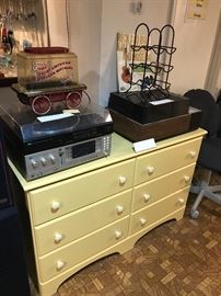 Painted Yellow Dresser ~ Stereo Equipment
