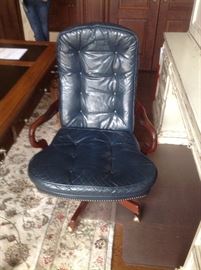 Navy blue leather chair...$50
