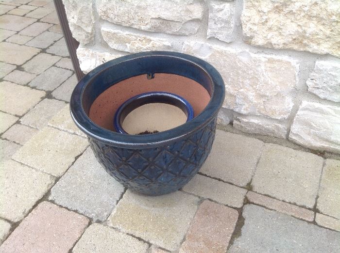 Multiple blue clay pots....large $30 and small $15