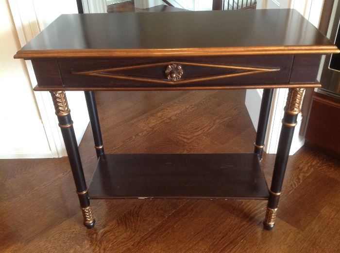 Black side table with shelf...$125.  Measures 35 w x 15 d x 32 h