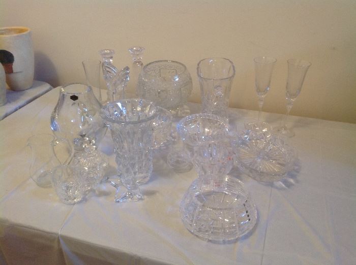 Waterford pieces and cut glass items