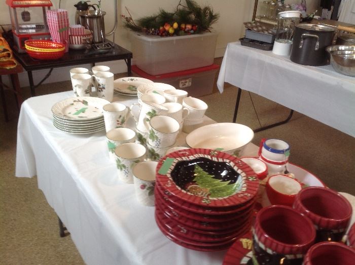 Two sets of Christmas dishes