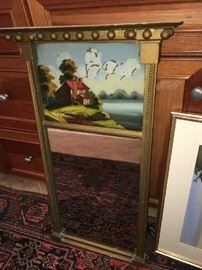 1840'S REVERSE PAINT MIRROR