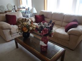 Ultrasuede Sofa Chair, Bassett Coffee Table