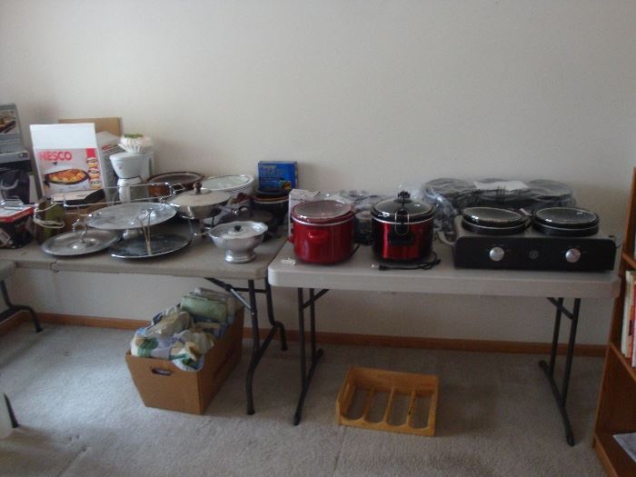 kitchenware. buffet servers, crock pots