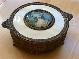 Hand painted, European trinket dish