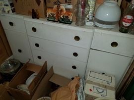 Vintage 40's Shabby Chic style Dresser with rounded face. 