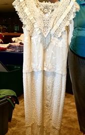 Beautiful white linen lace accented dresses