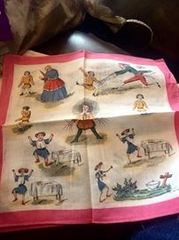 Rare antique German folktale handkerchiefs