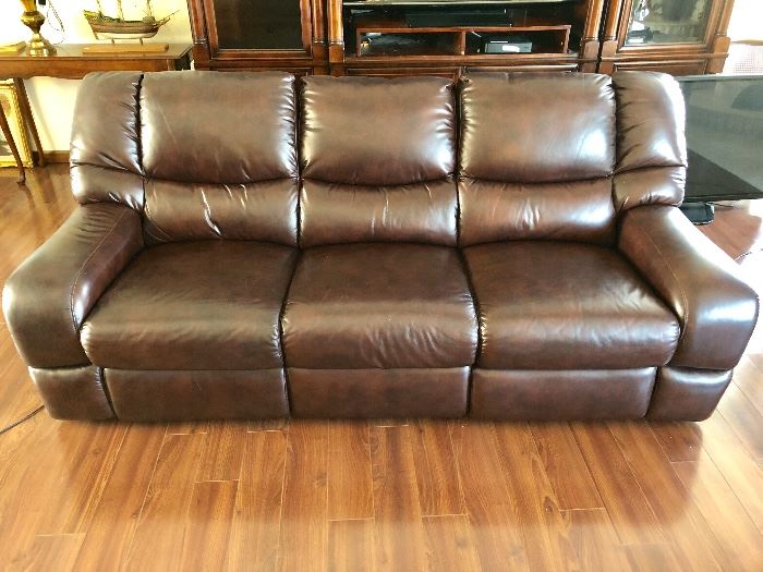 Like new leather couch and chair fully power reclining 