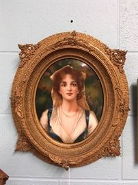 Porcelain plaque signed on back "nach C. Kiesel" by "L. Schinzel" - after Conrad Kiesel (1846-1921 German),  impressed ''K.P.M'' and scepter marked, with other impressed markings - see next two pictures for further details 