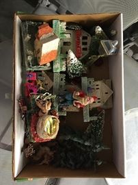 Box of antique Christmas decorations 