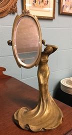 Small art nouveau lady mirror 