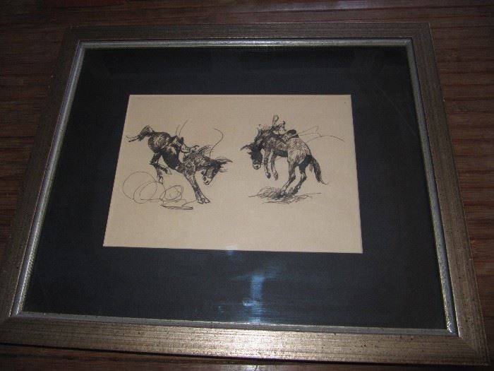 unsigned pen & ink sketch attributed to listed artist Edward Borein 