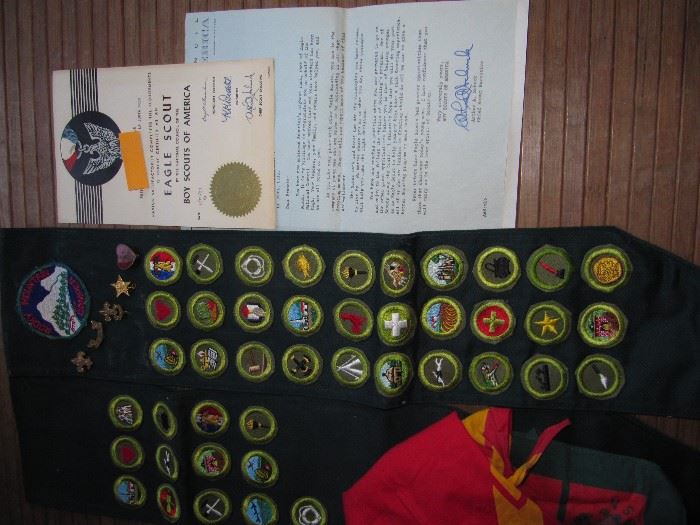 Eagle Scout badges and letter