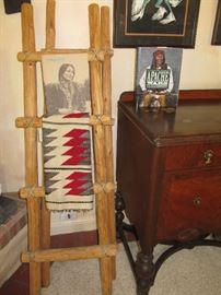 Small Native American rug and Southwest Kiva Ladders