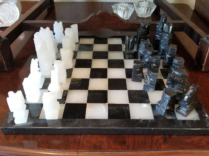 Marble table chess set