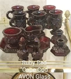 Ruby Red "Cape Cod" AVON Glass pieces