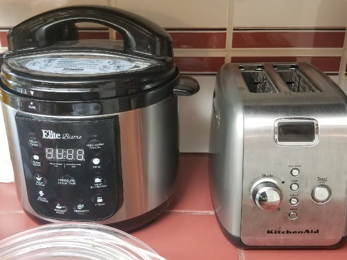 Lots of small appliances, Elite Pressure Cooker, Kitchen Aid, etc...