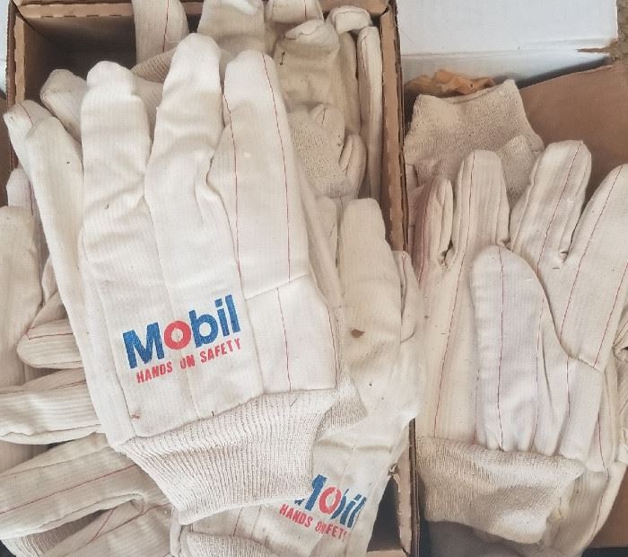 Several pair of (NEW OLD STOCK Mobil Gloves, and other collectible MOBIL items)