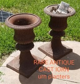 RARE ANtique Cast Iron Urn Planters (Sold as a PAIR)