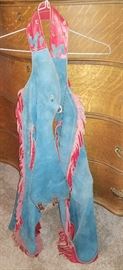 SUER COOL Denim & red leather chaps