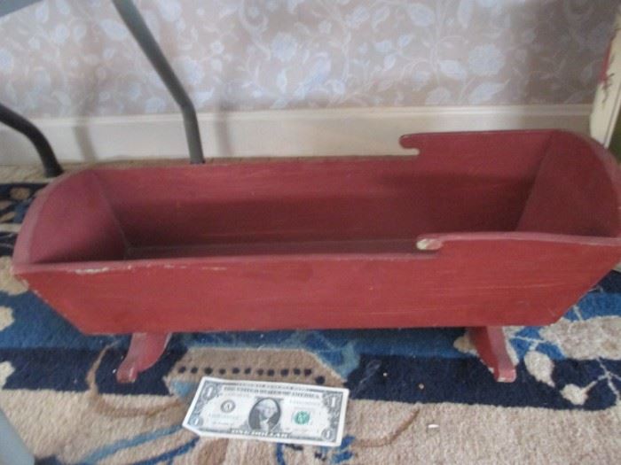 red painted crib