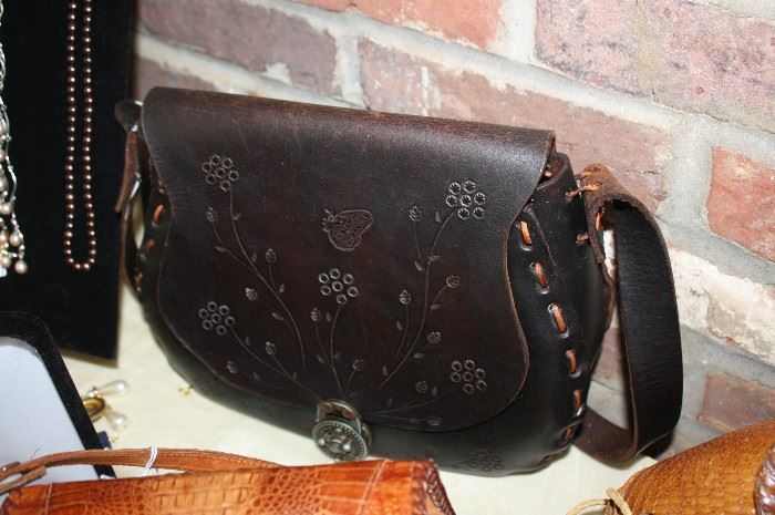 Tooled leather purse