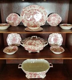  Vintage transferware by Johnson Bros., England, Chippendale pattern.