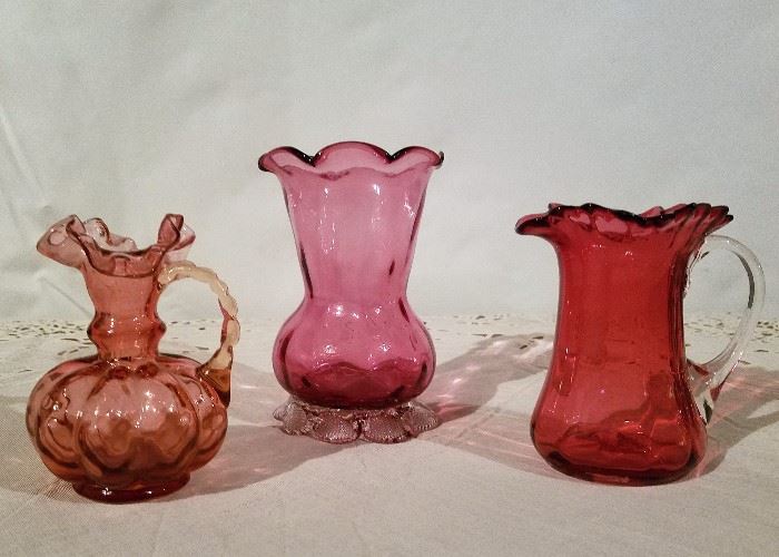 Vintage pink and red glassware
