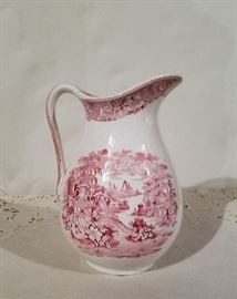 Antique (1876-1885)  transferware  water pitcher, "Mycenae"  by Wm. A. Adderley - England,  11" tall.