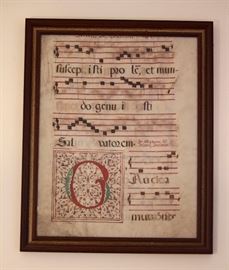 Medieval Vellum Choir Page, Framed