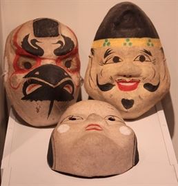 Japanese Ko masks, papier mache