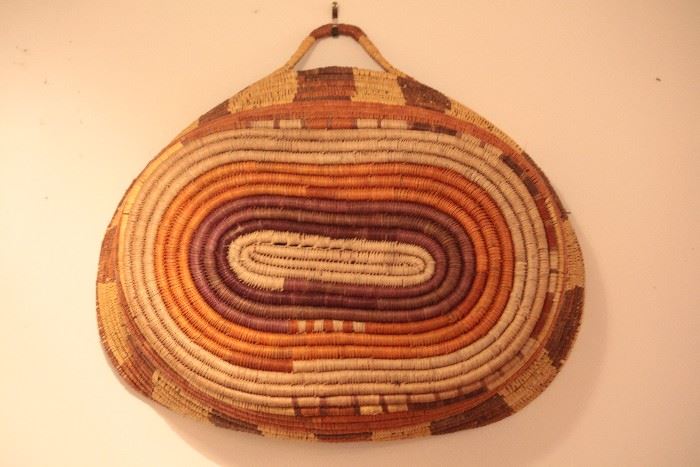Aboriginal gathering baskets, natural dyes, acquired 1974