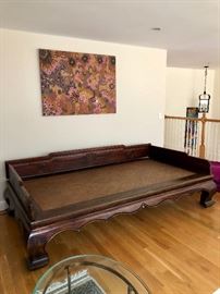 19th Century hand crafted Chinese Cane Top Daybed /opium bed