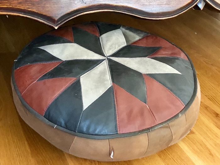 Moroccan leather hassock