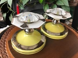 Art Deco glass candle holders