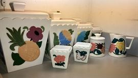 Great Mid Century Canister set with cream and sugar