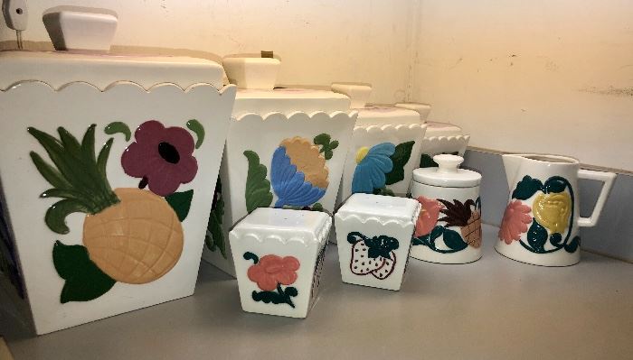 Great Mid Century Canister set with cream and sugar