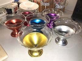 Set Of 6 1950's Mid Century Vintage Multi Color Anodized Aluminum Dessert Cups