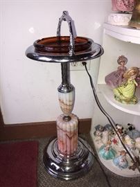 Vintage Art Deco marble ashtray with heavy marble base - lighted.