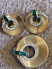 Vintage Boucher clip on earrings with matching pin
