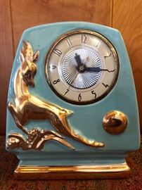 MCM clock with gold gilt deer