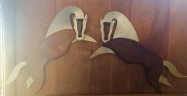 Wall hangings, MCM Brushed metal and wood (teak)