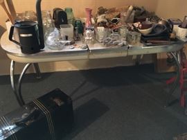 Lots of stuff -- I am trying to highlight the cool 1950's formica table with leaf.