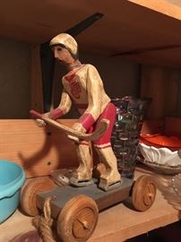 This is a one-of-a-kind piece of sports memorabilia -- a Detroit Red Wing pull toy!  Serious buyers only, please!