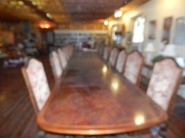 30 foot long dining table 24 side chairs two captains chairs